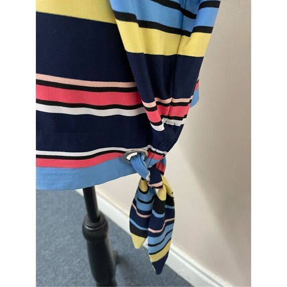 Rafaella Stripe Blouse with Tie Side Size Large - Picture 2 of 7
